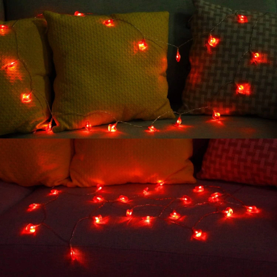 Love Hearts Fairy Lights - String Lights - Valentines - Cupid Love Lights - Red Hearts - Bed Decoration