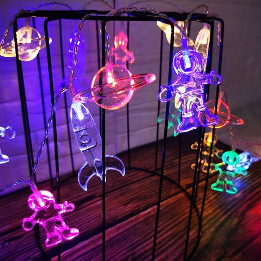 Astronaut Outer space Themed Fairy Lights - Colourful LED String Lights - Planets - Rockets - Space Man