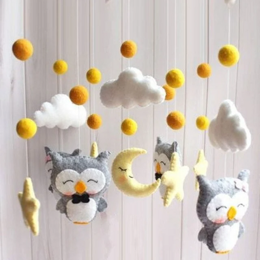 Baby Crib Mobile  Owl Felt Toys - DIY Child Cot - Handmade Toys for Newborns Baby Mobile To Bed - Nursery Mobile - Decor